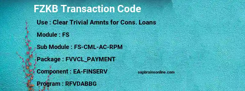 SAP FZKB transaction code