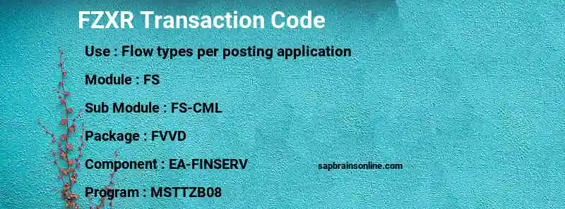 SAP FZXR transaction code