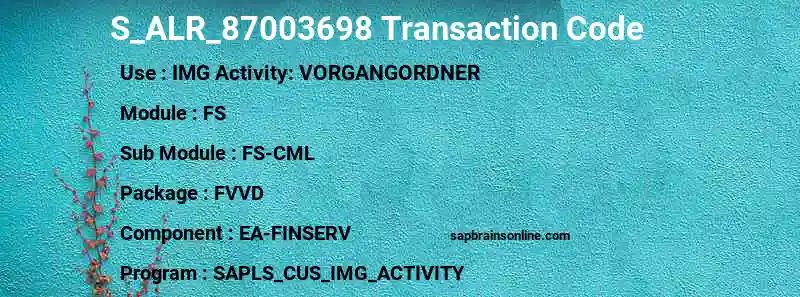 SAP S_ALR_87003698 transaction code