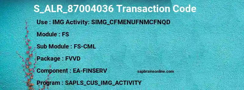 SAP S_ALR_87004036 transaction code