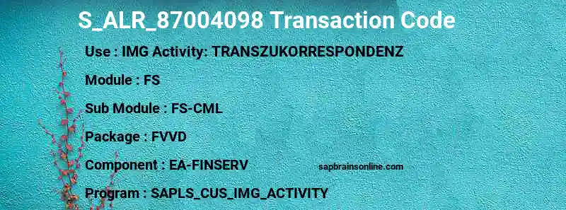 SAP S_ALR_87004098 transaction code