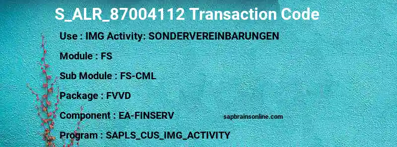 SAP S_ALR_87004112 transaction code