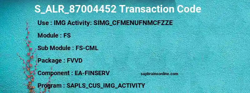 SAP S_ALR_87004452 transaction code