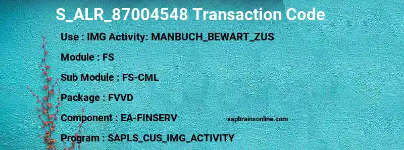 SAP S_ALR_87004548 transaction code