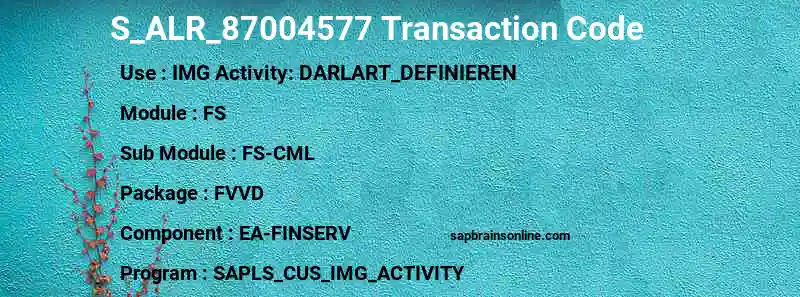 SAP S_ALR_87004577 transaction code
