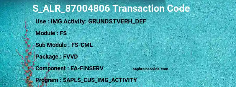 SAP S_ALR_87004806 transaction code