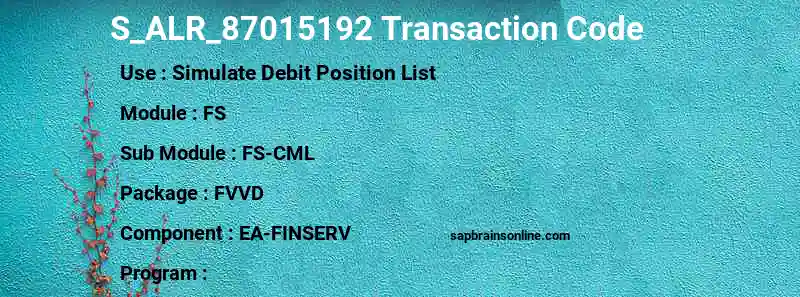SAP S_ALR_87015192 transaction code