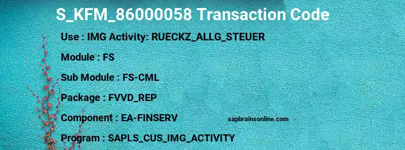 SAP S_KFM_86000058 transaction code