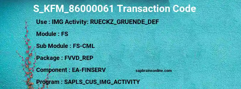 SAP S_KFM_86000061 transaction code