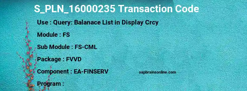 SAP S_PLN_16000235 transaction code
