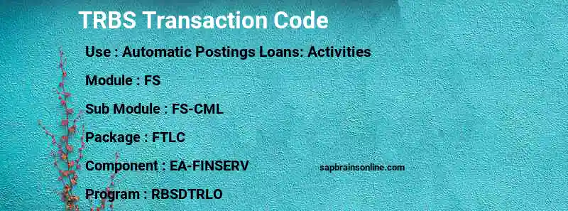 SAP TRBS transaction code