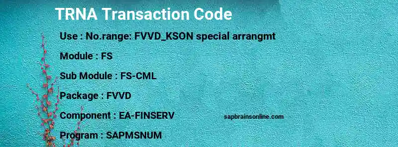 SAP TRNA transaction code