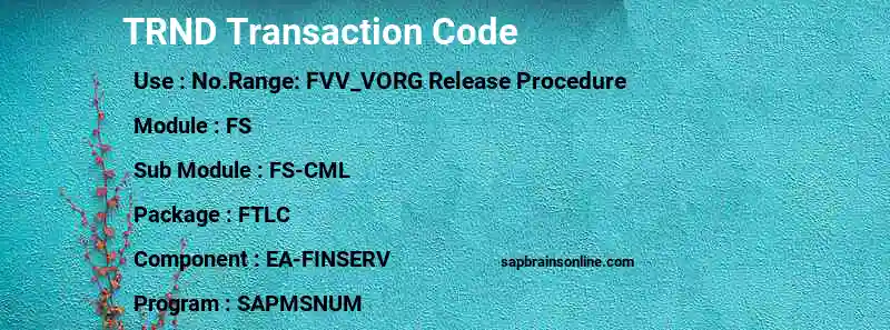 SAP TRND transaction code