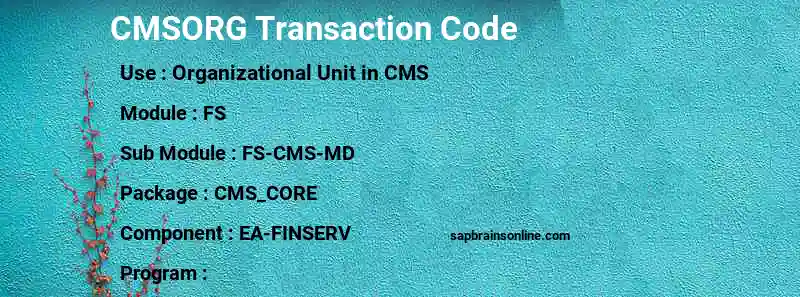 SAP CMSORG transaction code