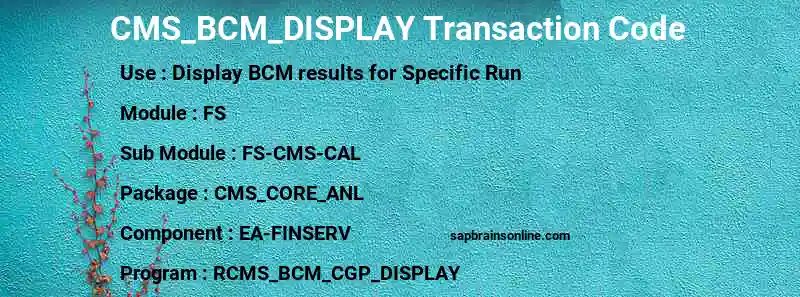 SAP CMS_BCM_DISPLAY transaction code