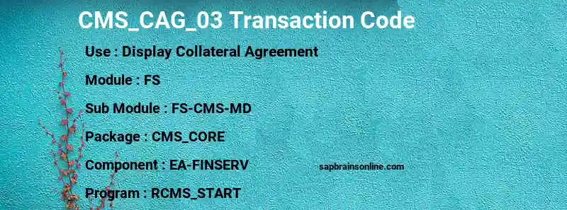 SAP CMS_CAG_03 transaction code