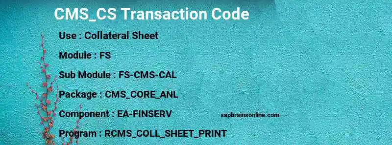 SAP CMS_CS transaction code
