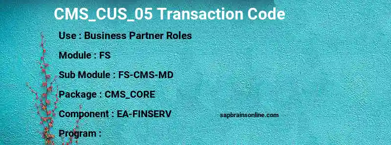 SAP CMS_CUS_05 transaction code