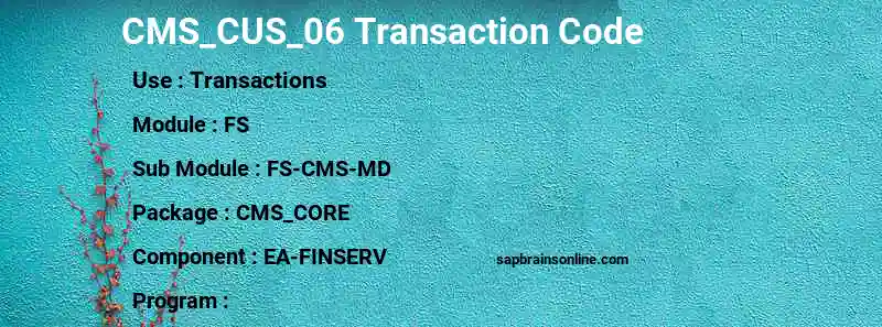 SAP CMS_CUS_06 transaction code