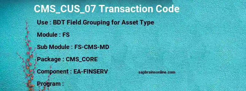 SAP CMS_CUS_07 transaction code