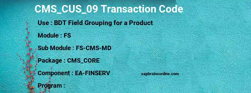 SAP CMS_CUS_09 transaction code