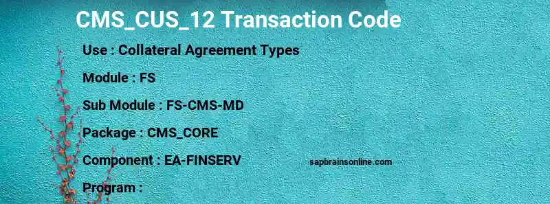 SAP CMS_CUS_12 transaction code