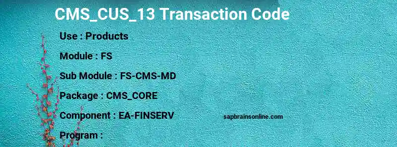 SAP CMS_CUS_13 transaction code