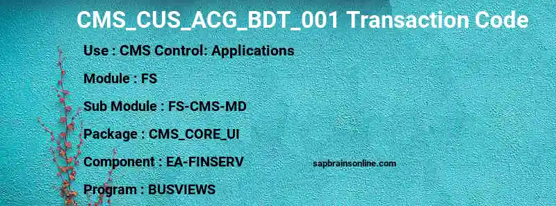 SAP CMS_CUS_ACG_BDT_001 transaction code