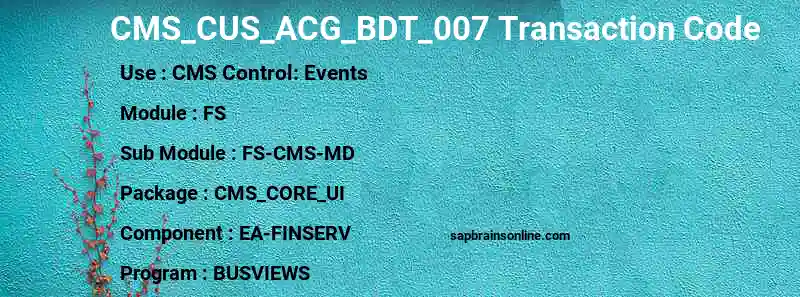 SAP CMS_CUS_ACG_BDT_007 transaction code