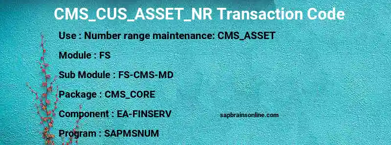 SAP CMS_CUS_ASSET_NR transaction code