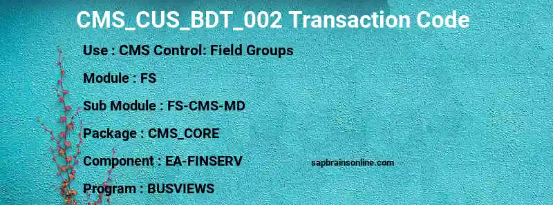 SAP CMS_CUS_BDT_002 transaction code