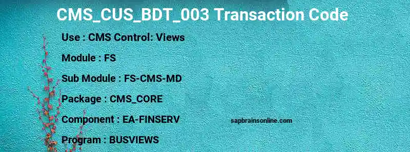 SAP CMS_CUS_BDT_003 transaction code