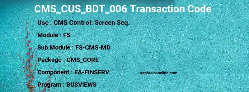 SAP CMS_CUS_BDT_006 transaction code