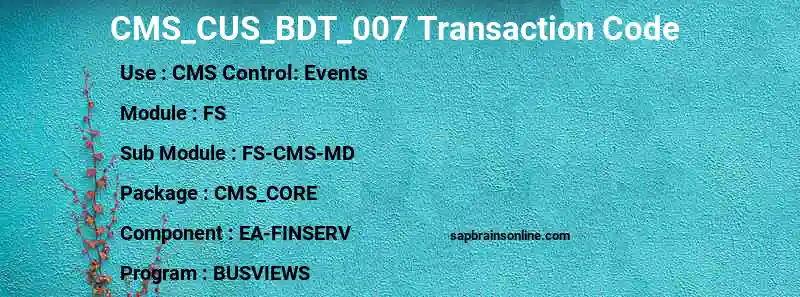 SAP CMS_CUS_BDT_007 transaction code