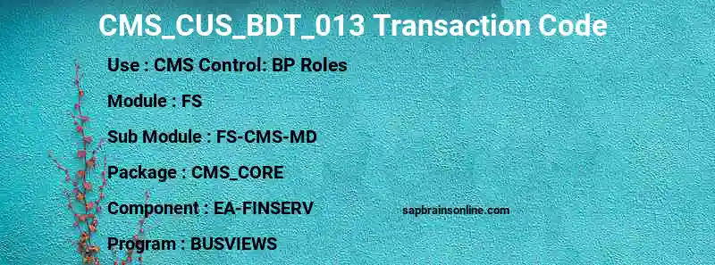 SAP CMS_CUS_BDT_013 transaction code
