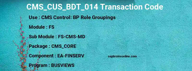 SAP CMS_CUS_BDT_014 transaction code
