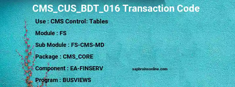 SAP CMS_CUS_BDT_016 transaction code