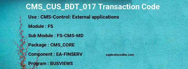SAP CMS_CUS_BDT_017 transaction code