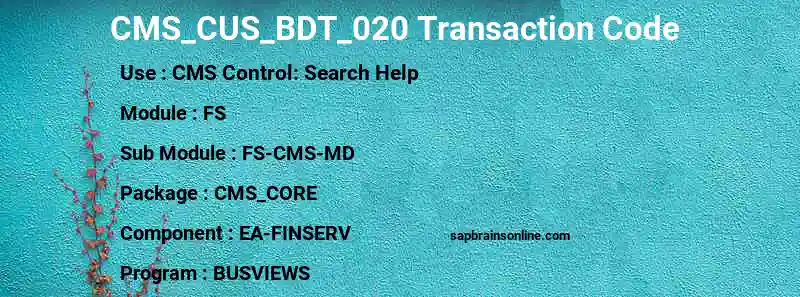 SAP CMS_CUS_BDT_020 transaction code