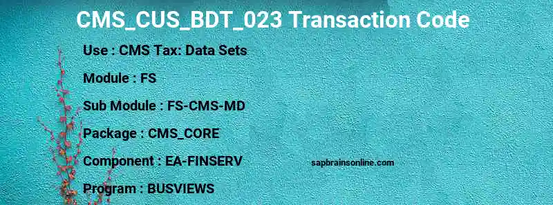 SAP CMS_CUS_BDT_023 transaction code