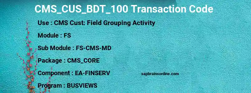 SAP CMS_CUS_BDT_100 transaction code