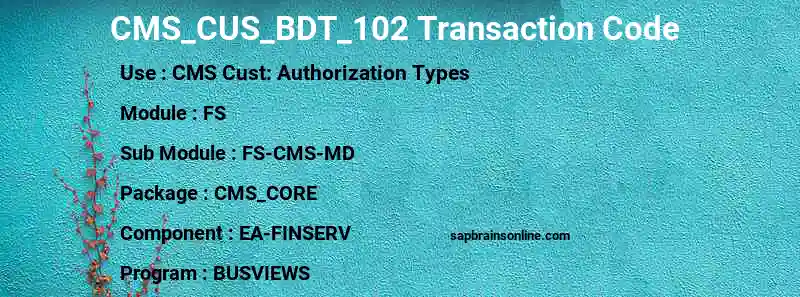 SAP CMS_CUS_BDT_102 transaction code