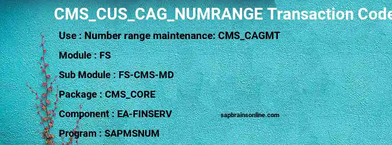 SAP CMS_CUS_CAG_NUMRANGE transaction code
