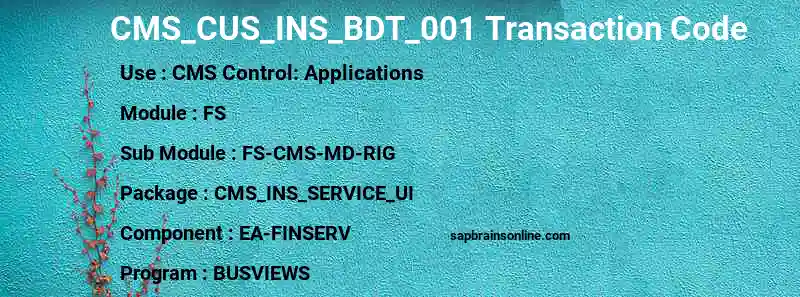SAP CMS_CUS_INS_BDT_001 transaction code