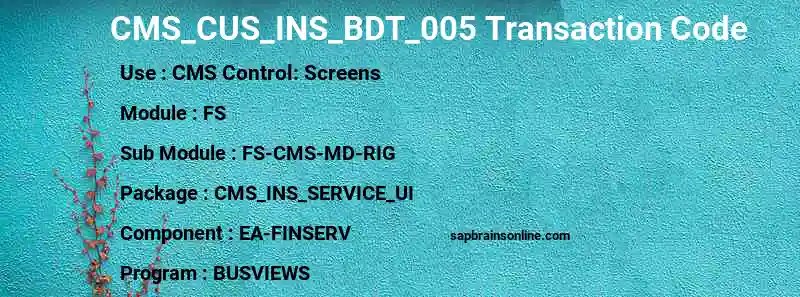 SAP CMS_CUS_INS_BDT_005 transaction code