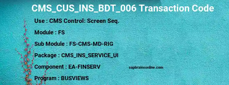 SAP CMS_CUS_INS_BDT_006 transaction code