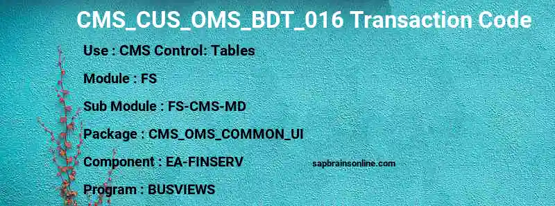 SAP CMS_CUS_OMS_BDT_016 transaction code