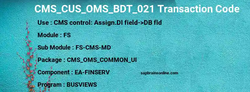 SAP CMS_CUS_OMS_BDT_021 transaction code