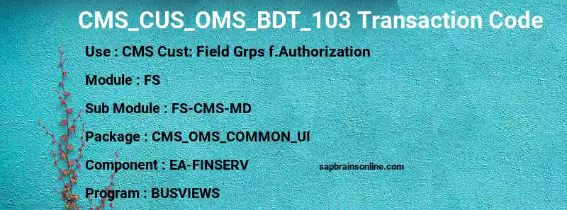 SAP CMS_CUS_OMS_BDT_103 transaction code