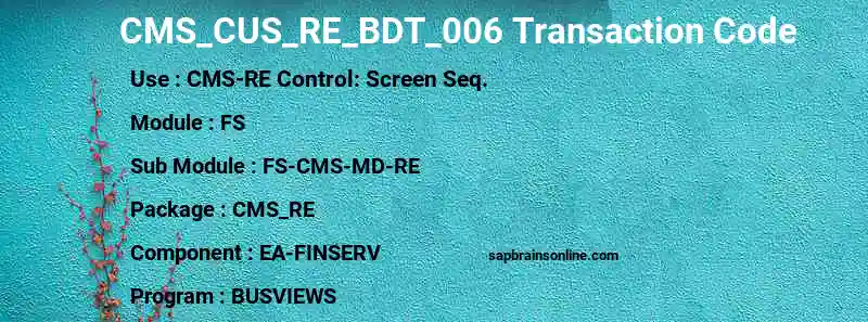 SAP CMS_CUS_RE_BDT_006 transaction code